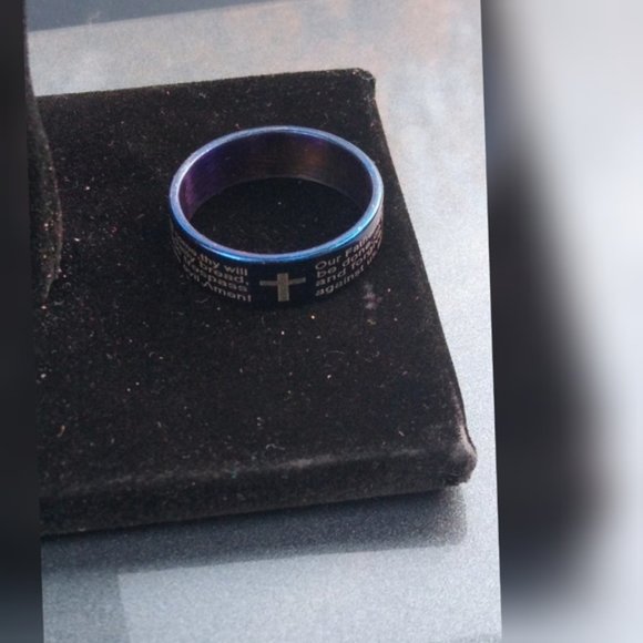 New Stainless steel blue Jesus ring size 13 - Picture 5 of 7